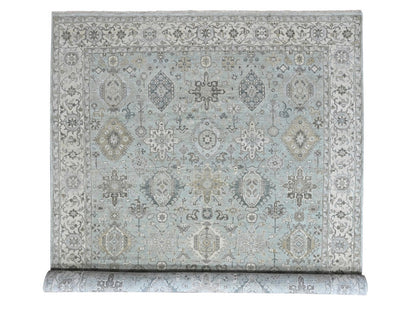 Green 9'10" x 13'9" Heriz Hand knotted Wool Rug - Sku: O010380