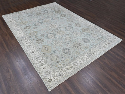 Green 9'10" x 13'9" Heriz Hand knotted Wool Rug - Sku: O010380