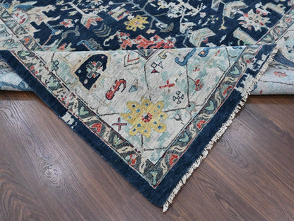 Blue 10'2" x 13'10" Heriz Hand knotted Wool Rug - Sku: O010381
