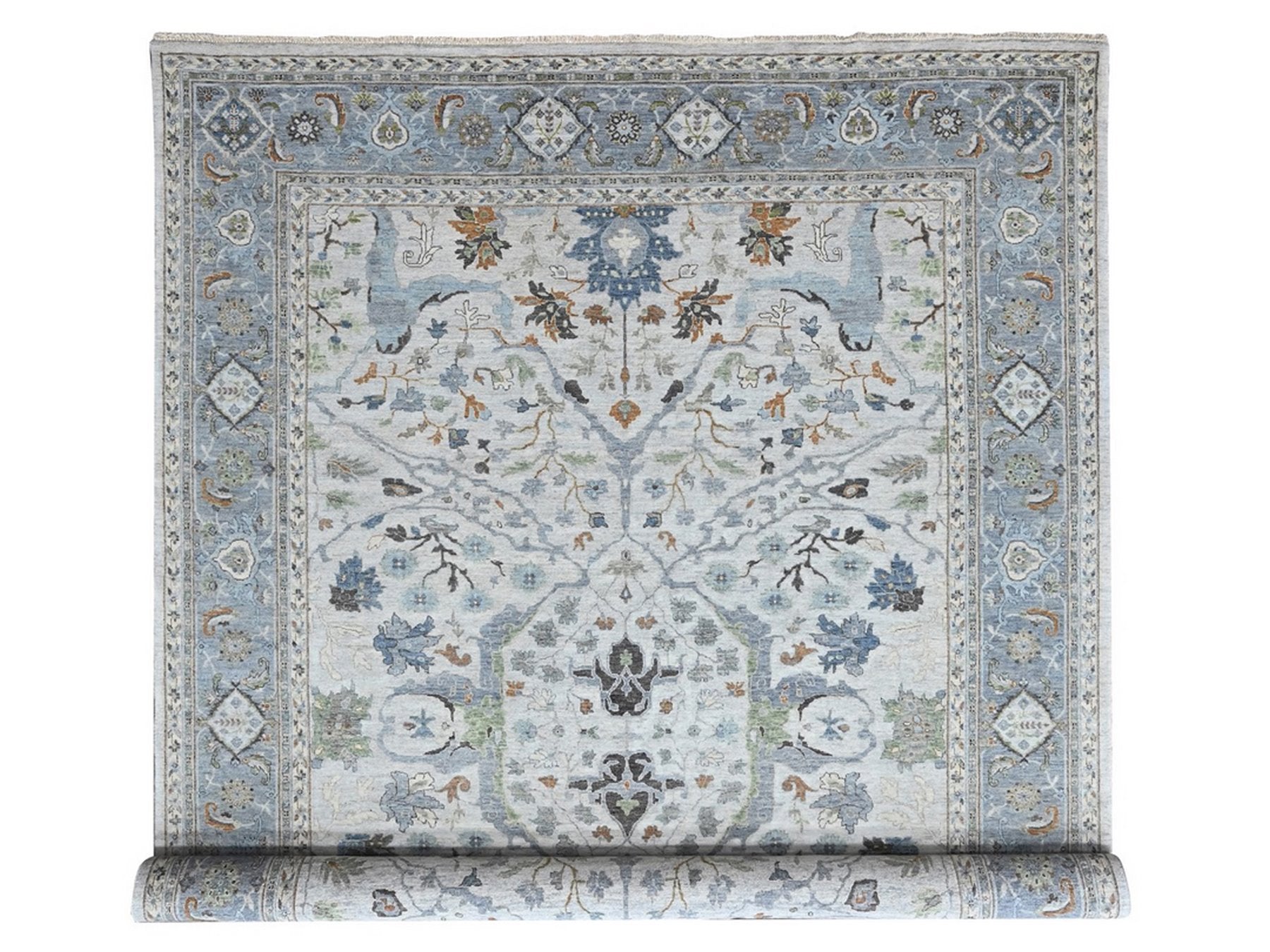 Grey 9'11" x 13'9" Oushak And Peshawar Hand knotted Wool Rug - Sku: O010384