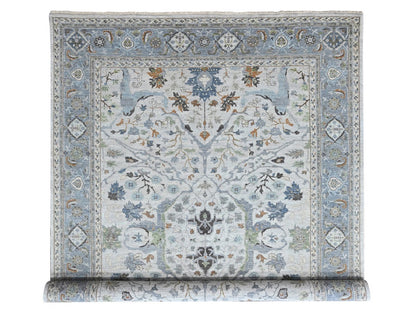 Grey 9'11" x 13'9" Oushak And Peshawar Hand knotted Wool Rug - Sku: O010384