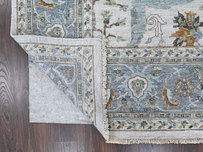 Grey 9'11" x 13'9" Oushak And Peshawar Hand knotted Wool Rug - Sku: O010384