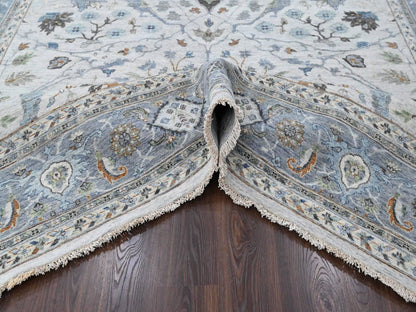 Grey 9'11" x 13'9" Oushak And Peshawar Hand knotted Wool Rug - Sku: O010384