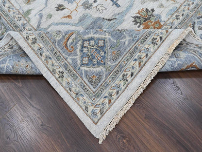 Grey 9'11" x 13'9" Oushak And Peshawar Hand knotted Wool Rug - Sku: O010384