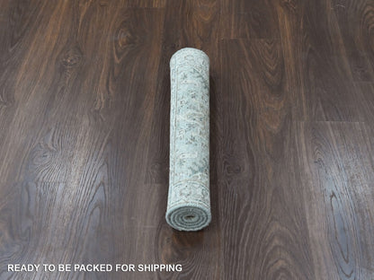 Green 2'0" x 2'11" Heriz Hand knotted Wool Rug - Sku: O010386