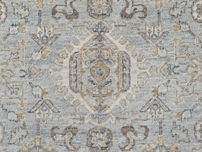 Green 8'0" x 8'1" Heriz Hand knotted Wool Rug - Sku: O010387