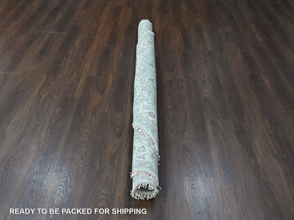 Green 8'0" x 8'1" Heriz Hand knotted Wool Rug - Sku: O010387