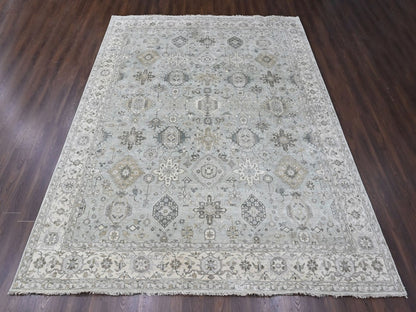 Green 11'10" x 14'9" Heriz Hand knotted Wool Rug - Sku: O010388