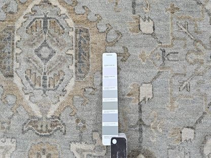 Green 11'10" x 14'9" Heriz Hand knotted Wool Rug - Sku: O010388