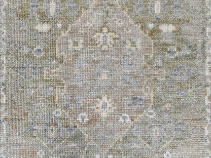 Green 1'11" x 2'10" Oushak And Peshawar Hand knotted Wool Rug - Sku: O010389
