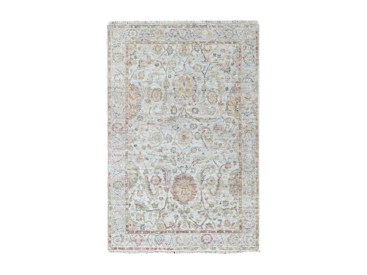 Mahal Oushak hand-knotted wool rug in Gray, 4' x 6' — SKU O010390