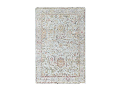 Mahal Oushak hand-knotted wool rug in Gray, 4' x 6' — SKU O010390
