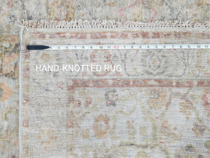 Grey 4'0" x 6'0" Oushak And Peshawar Hand knotted Wool Rug - Sku: O010390