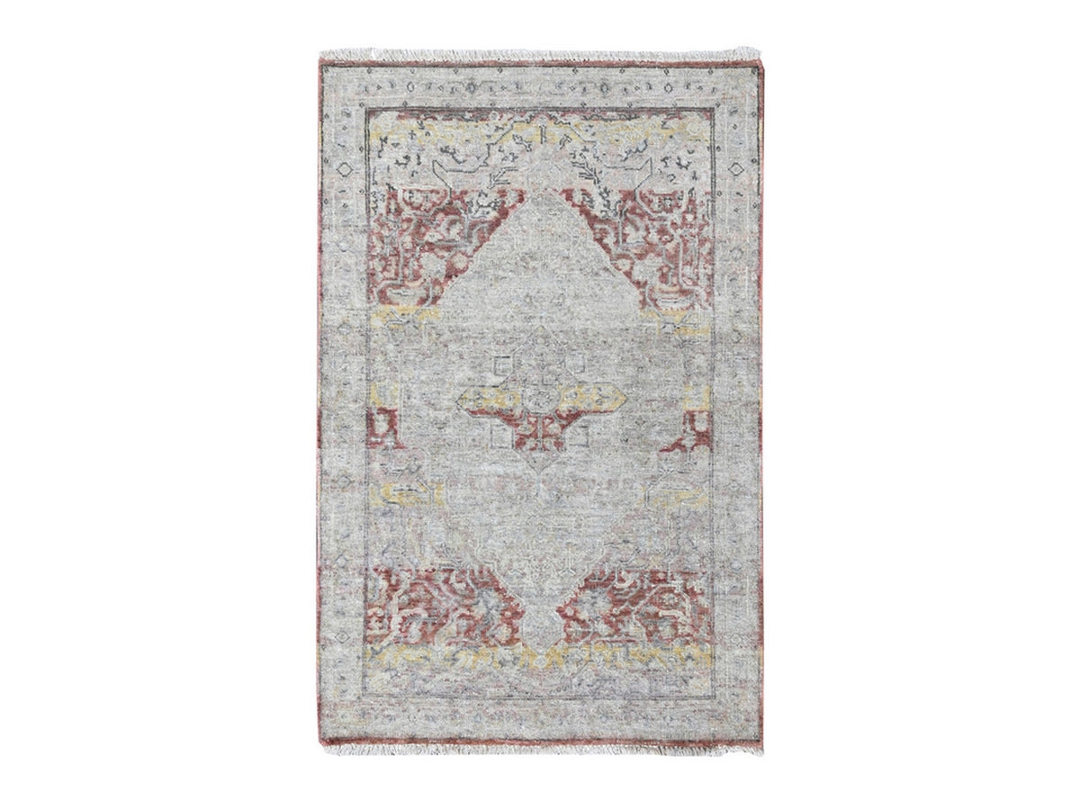 Mahal Oushak hand-knotted wool rug in Ivory, 3' x 4'11" — SKU O010391
