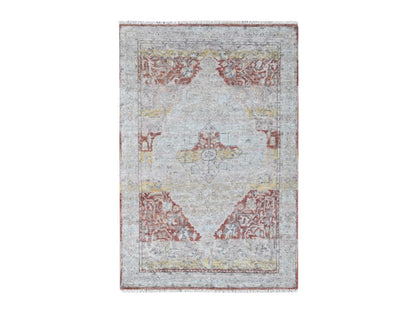 Mahal Oushak hand-knotted wool rug in Ivory, 3'10" x 6' — SKU O010392