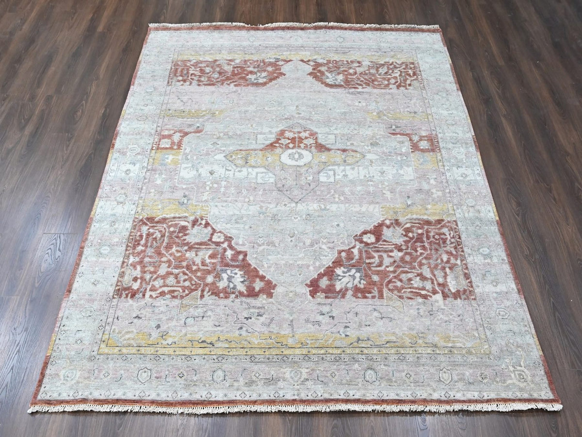 Mahal Oushak hand-knotted wool rug in Ivory, 8'1" x 9'11" — SKU O010394 (view 2)