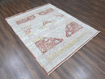 Mahal Oushak hand-knotted wool rug in Ivory, 8'1" x 9'11" — SKU O010394 (view 3)