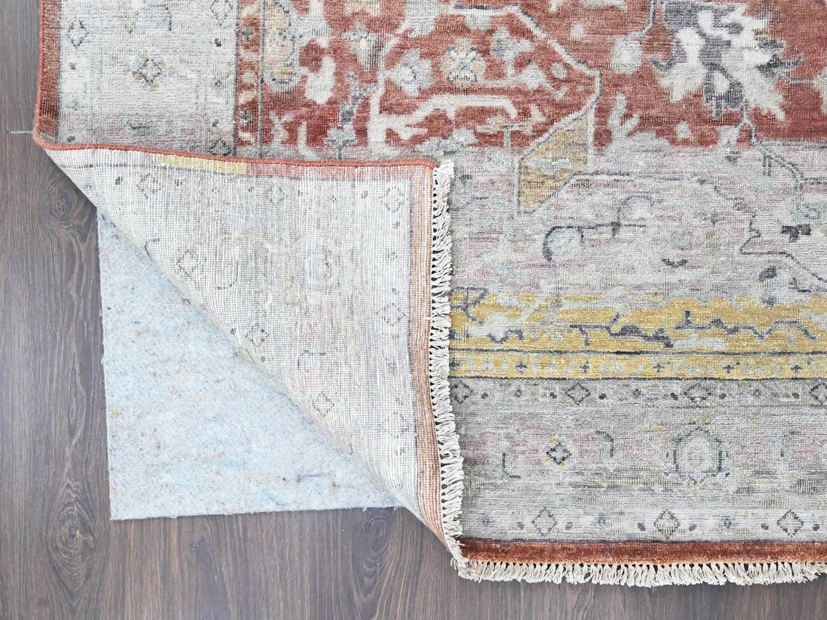 Mahal Oushak hand-knotted wool rug in Ivory, 8'1" x 9'11" — SKU O010394 (view 4)