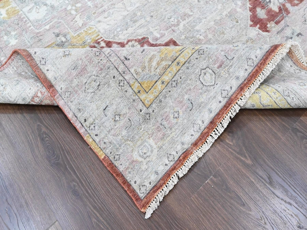 Mahal Oushak hand-knotted wool rug in Ivory, 8'1" x 9'11" — SKU O010394 (view 6)