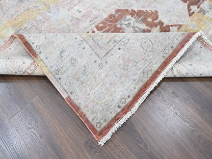 Mahal Oushak hand-knotted wool rug in Ivory, 9'10" x 13'11" — SKU O010396 (view 6)