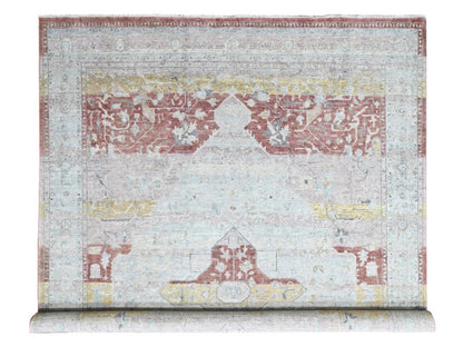 Mahal Oushak hand-knotted wool rug in Ivory, 11'10" x 14'9" — SKU O010397