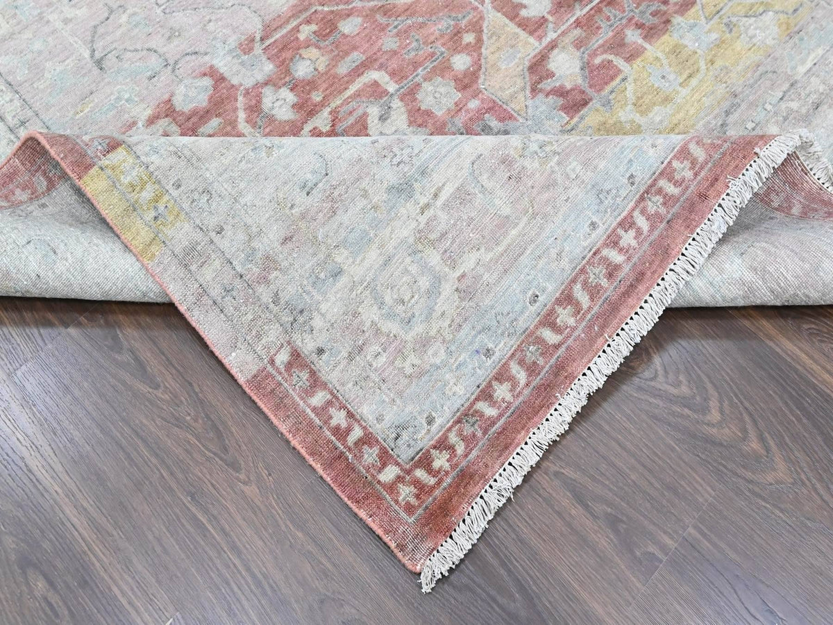Mahal Oushak hand-knotted wool rug in Ivory, 11'10" x 14'9" — SKU O010397 (view 6)