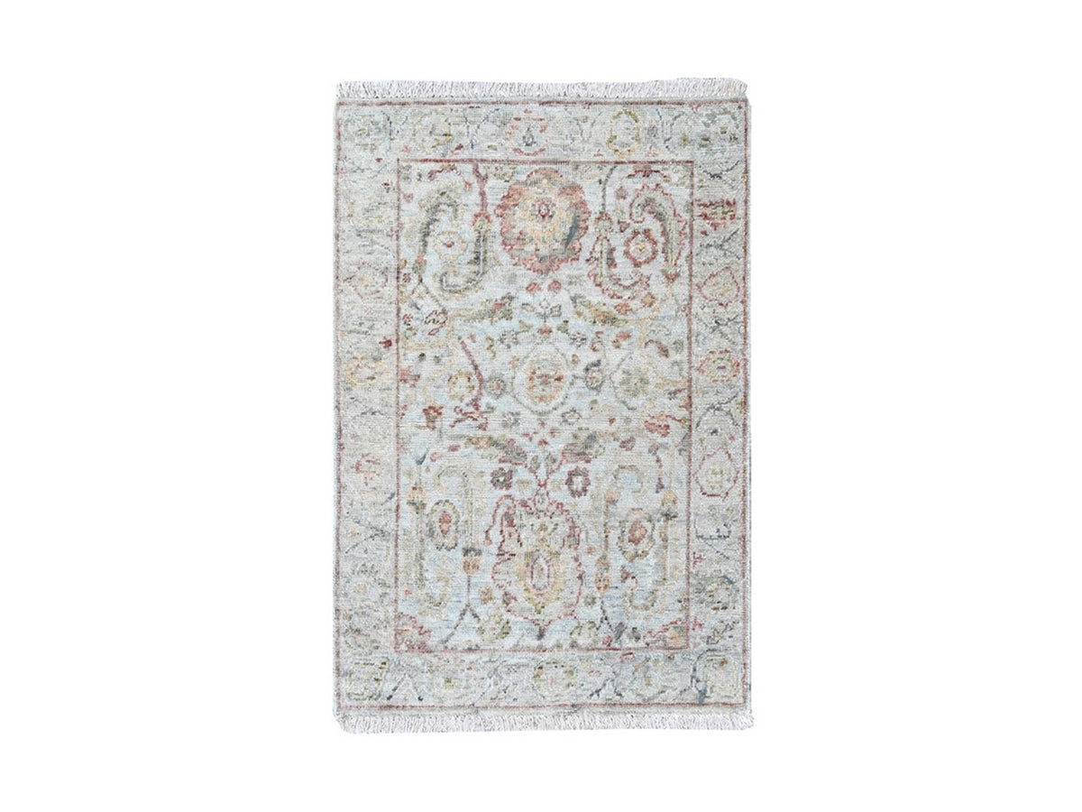 Mahal Oushak hand-knotted wool rug in Gray, 2' x 2'11" — SKU O010398