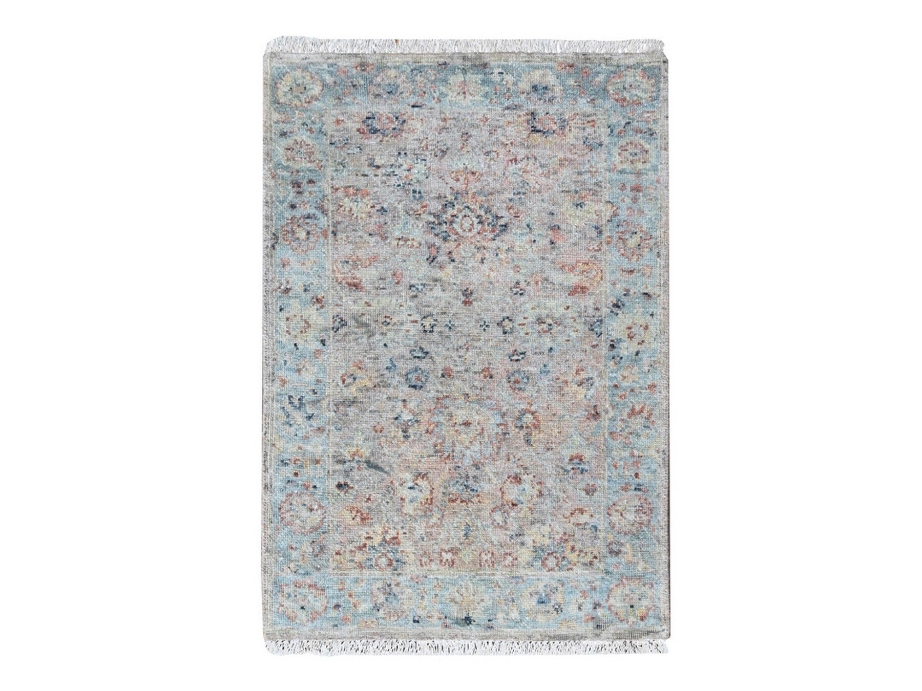 Pink 2'0" x 3'0" Oushak And Peshawar Hand knotted Wool Rug - Sku: O010399