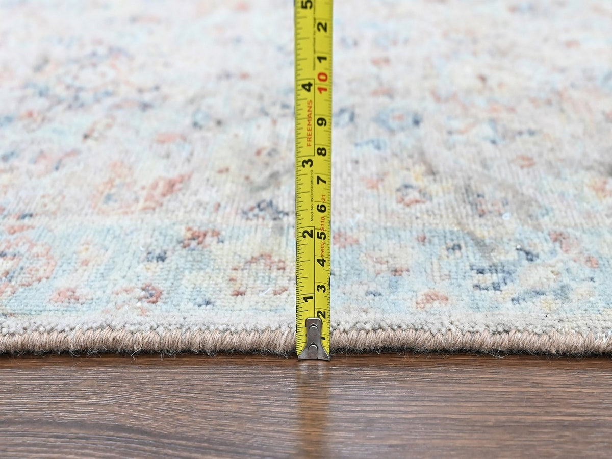 Mahal Oushak hand-knotted wool rug in Pink & Light Blue, 2' x 3' — SKU O010399 (view 6)
