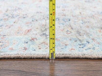 Mahal Oushak hand-knotted wool rug in Pink & Light Blue, 2' x 3' — SKU O010399 (view 6)