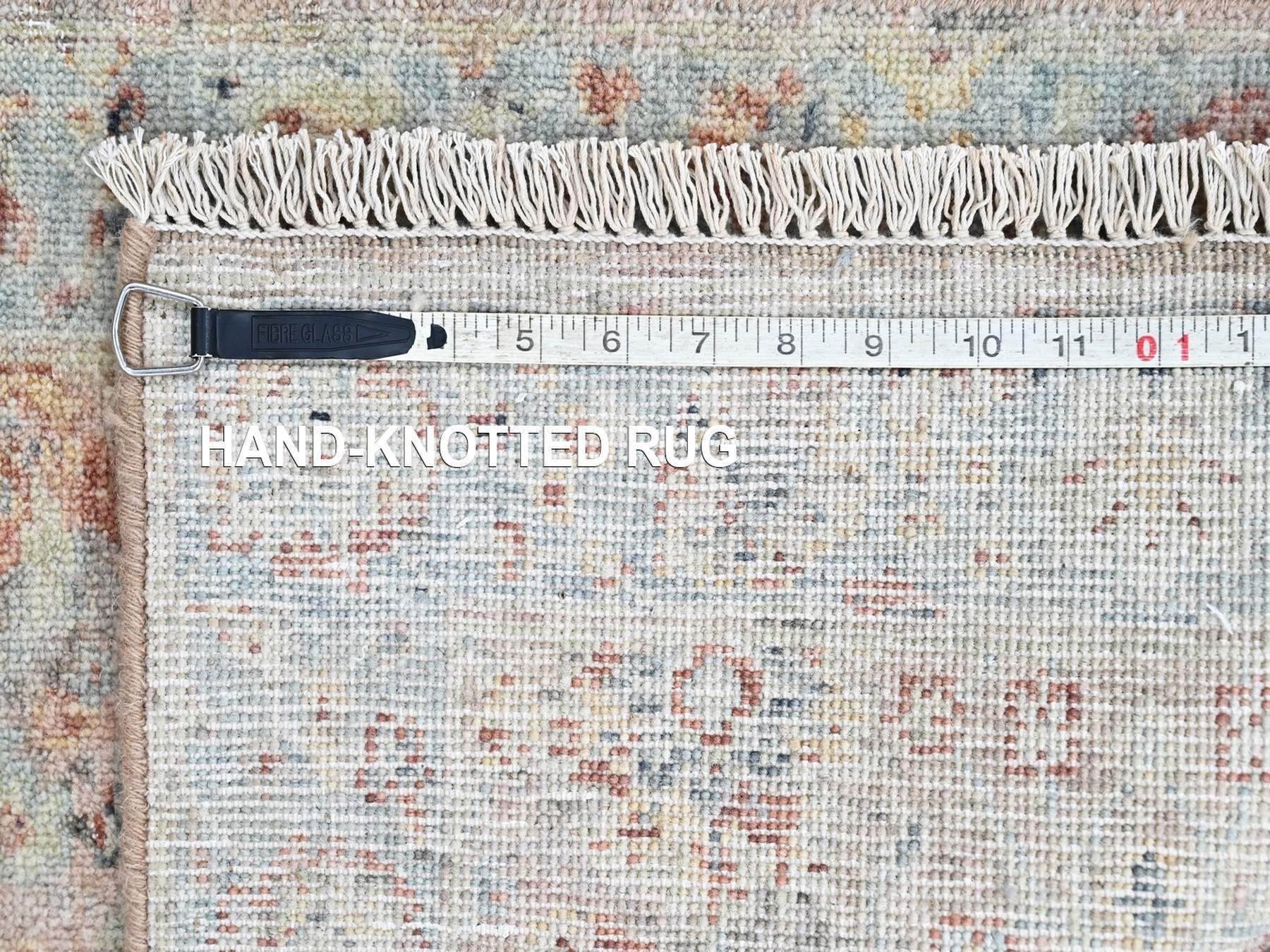Mahal Oushak hand-knotted wool rug in Pink & Light Blue, 2' x 3' — SKU O010399 (view 7)
