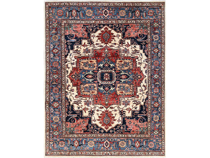 Ivory 8'1" x 10'1" Tribal & Geometric Hand knotted Wool Rug - Sku: O01039
