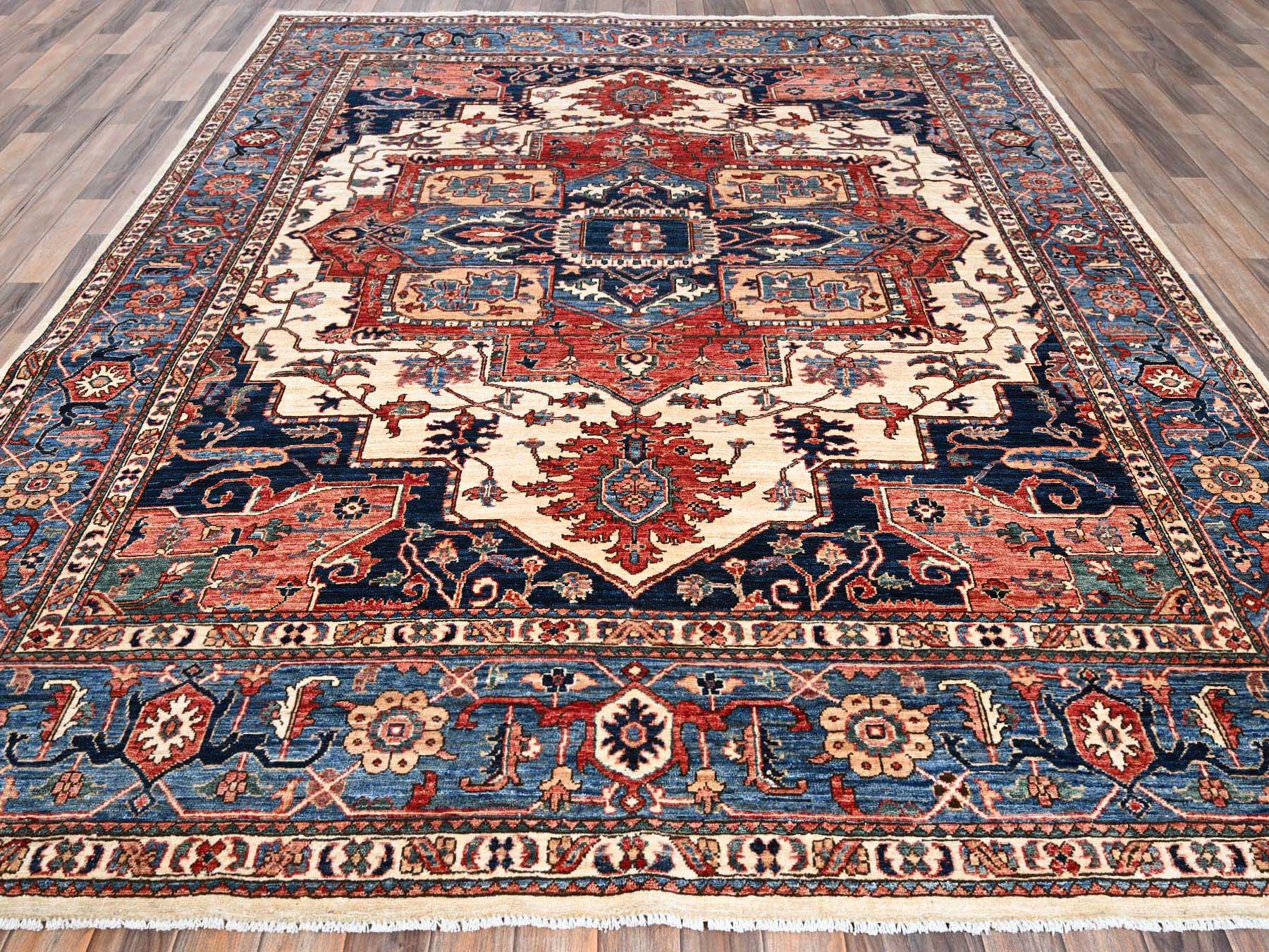 Ivory 8'1" x 10'1" Tribal & Geometric Hand knotted Wool Rug - Sku: O01039