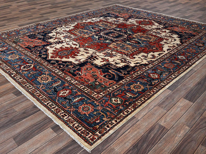 Ivory 8'1" x 10'1" Tribal & Geometric Hand knotted Wool Rug - Sku: O01039