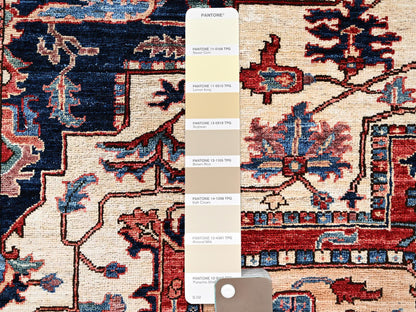 Ivory 8'1" x 10'1" Tribal & Geometric Hand knotted Wool Rug - Sku: O01039
