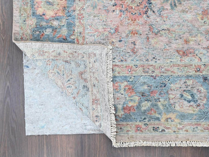 Mahal Oushak hand-knotted wool rug in Pink & Light Blue, 8' x 10' — SKU O010400 (view 4)
