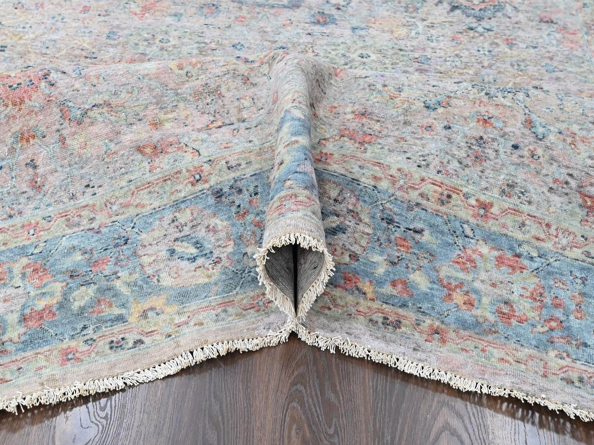 Mahal Oushak hand-knotted wool rug in Pink & Light Blue, 8' x 10' — SKU O010400 (view 5)