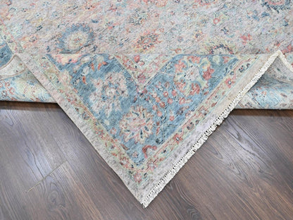 Mahal Oushak hand-knotted wool rug in Pink & Light Blue, 8' x 10' — SKU O010400 (view 6)