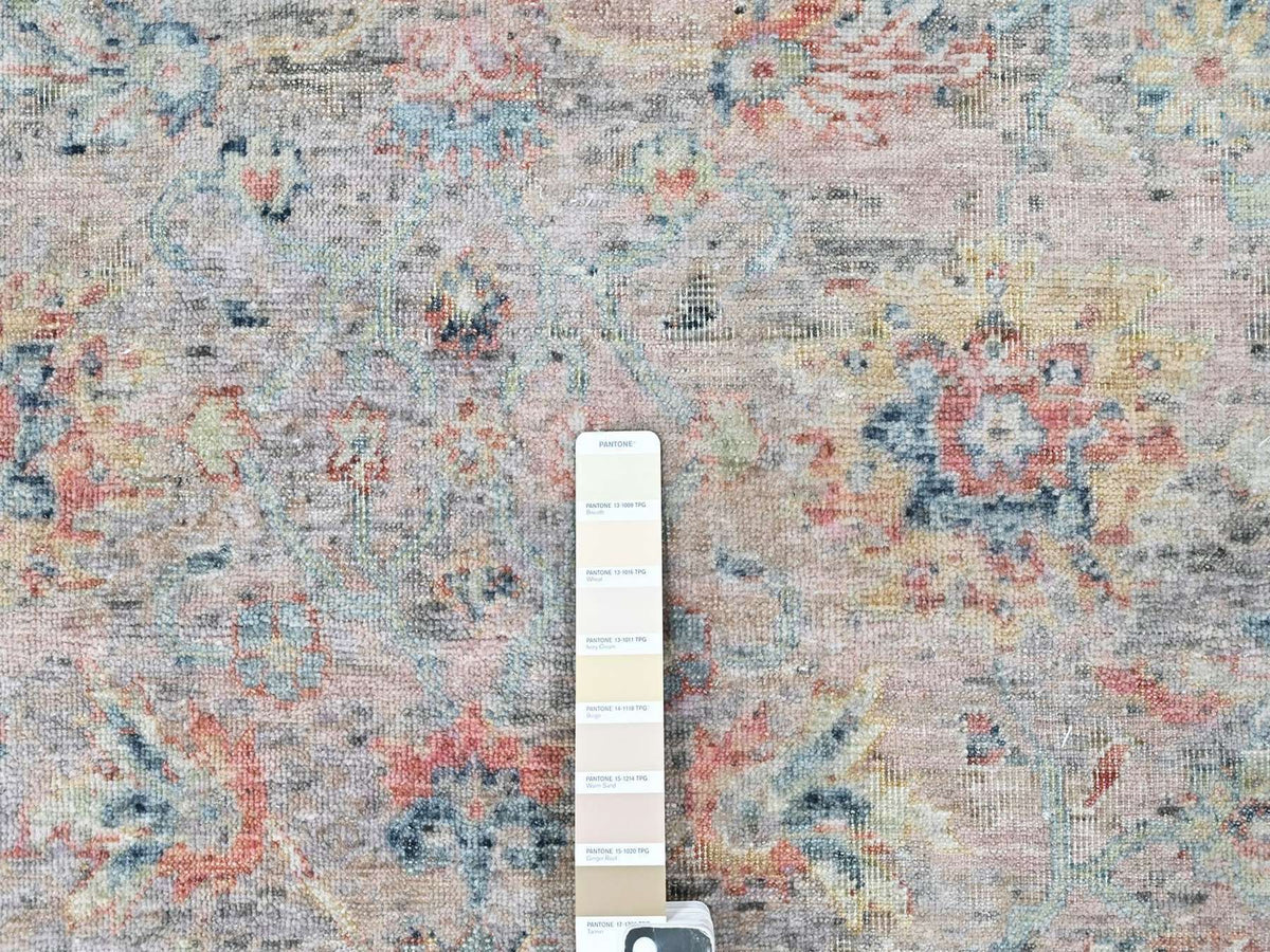 Mahal Oushak hand-knotted wool rug in Pink & Light Blue, 8' x 10' — SKU O010400 (view 7)
