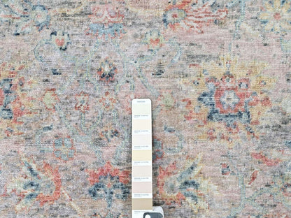 Mahal Oushak hand-knotted wool rug in Pink & Light Blue, 8' x 10' — SKU O010400 (view 7)