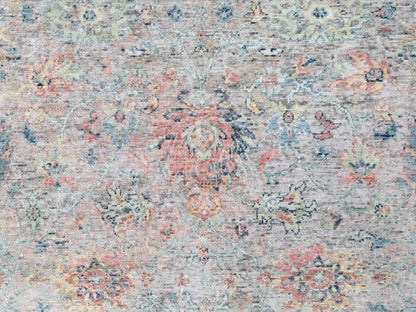 Mahal Oushak hand-knotted wool rug in Pink & Light Blue, 8' x 10' — SKU O010400 (view 8)