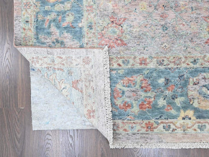 Mahal Oushak hand-knotted wool rug in Pink & Light Blue, 10' x 13'10" — SKU O010401 (view 4)