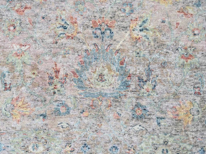 Mahal Oushak hand-knotted wool rug in Pink & Light Blue, 10' x 13'10" — SKU O010401 (view 8)