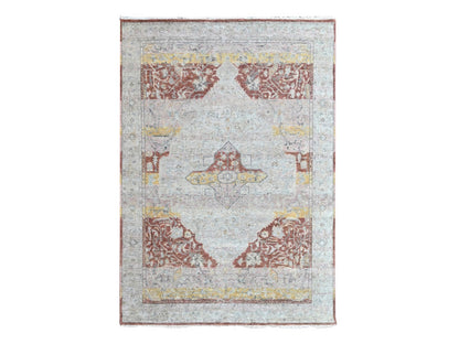 Mahal Oushak hand-knotted wool rug in Ivory, 6' x 9'1" — SKU O010402