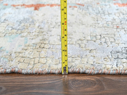 Orange 3'1" x 4'10" Modern and Contemporary Hand knotted Wool/Silk Rug - Sku: O010404
