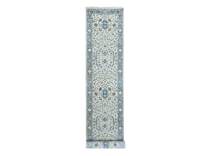 Grey 2'7" x 13'9" Oushak And Peshawar Hand knotted Wool Rug - Sku: O010406