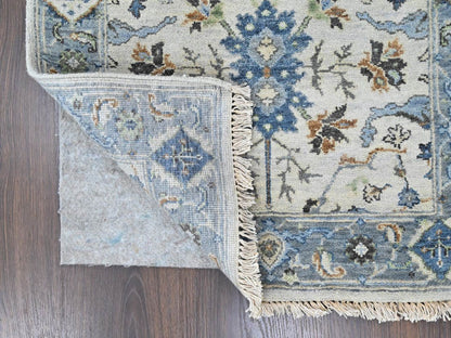 Grey 2'7" x 13'9" Oushak And Peshawar Hand knotted Wool Rug - Sku: O010406