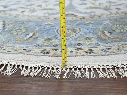 Grey 7'10" x 7'10" Oushak And Peshawar Hand knotted Wool Rug - Sku: O010408