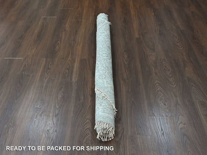 Green 5'9" x 5'10" Heriz Hand knotted Wool Rug - Sku: O010409