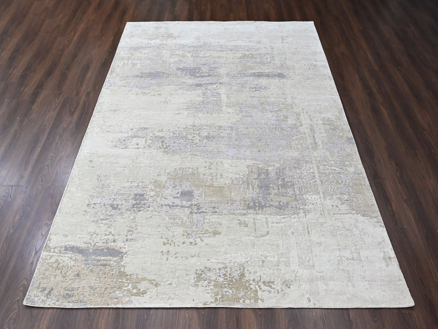 Modern / Contemporary hand-knotted wool/silk rug in Purple, 8'11" x 11'11" — SKU O010411 (view 2)